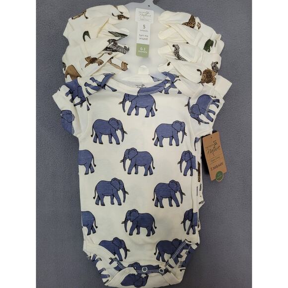Touched by Nature Unisex Baby Organic Cotton Bodysuits 5 Pack Size 0-3 Months - Picture 1 of 9